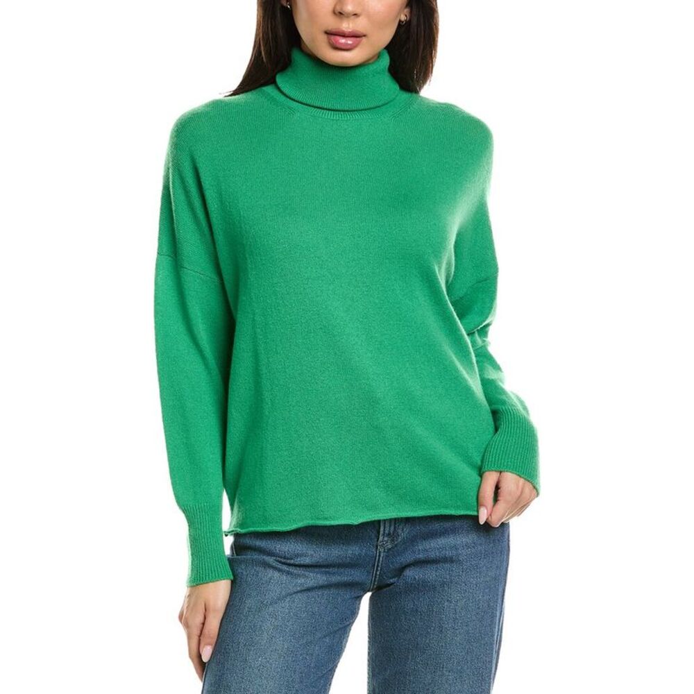 Brodie Cashmere Womens  Textured Roll Neck Wool & Cashmere-Blend Sweater, Green
